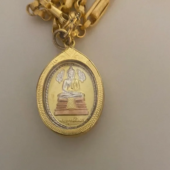 Elegant Gold and Silver Buddha Pendant Necklace - Picture 1 of 1